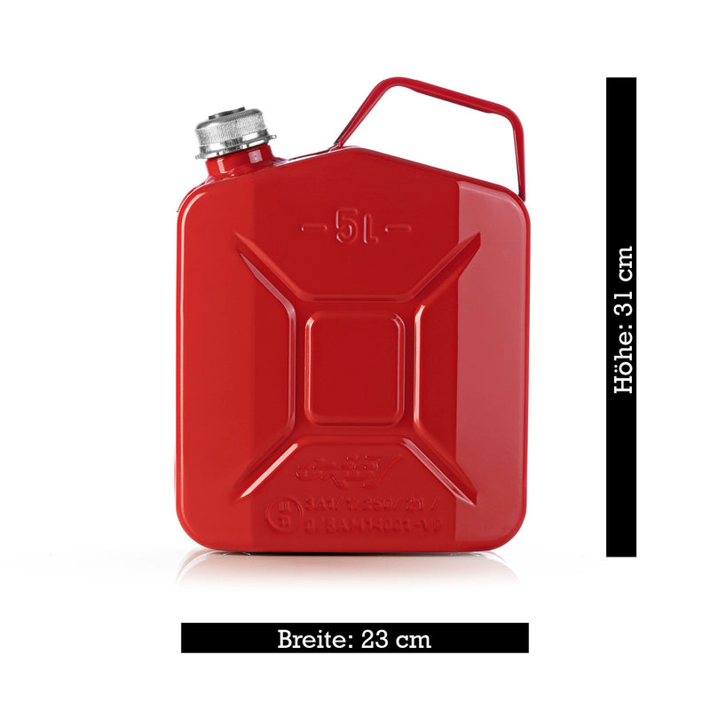 Oxid7 Kraftstoffkanister Metall mit Schraubverschluss - 5 Liter - Rot