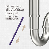 EASYmaxx Abflussreiniger-Stick Lavendel 50er-Set für nahezu alle Abflüsse, Länge 10 cm, Breite 0,5 cm, schnelle Anwendung gegen Gerüche.
