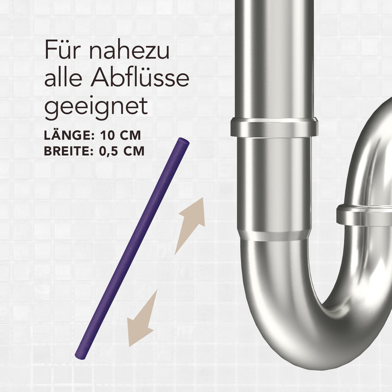 EASYmaxx Abflussreiniger-Stick Lavendel 50er-Set für nahezu alle Abflüsse, Länge 10 cm, Breite 0,5 cm, schnelle Anwendung gegen Gerüche.