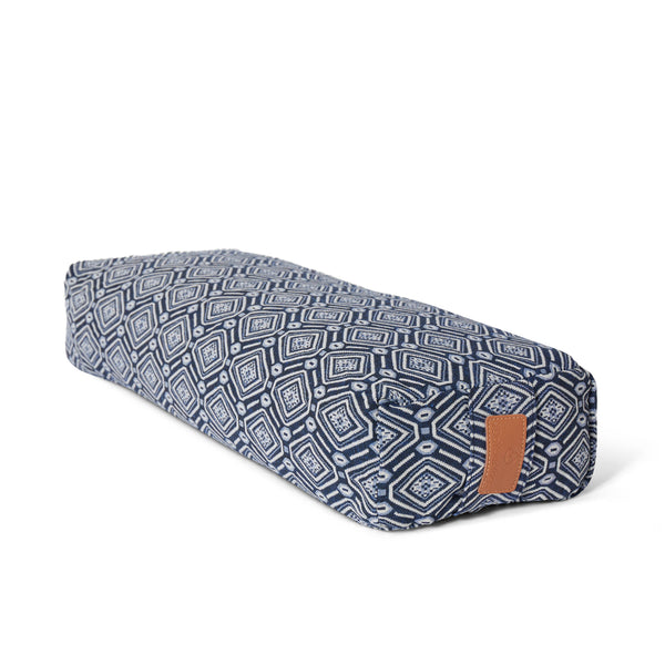 #DoYourYoga Yoga-Bolster Paravati - gefüllt mit Bio-Dinkelspelz - 67 x 22 x 13 cm - Style 6 (Blau-Weiß)