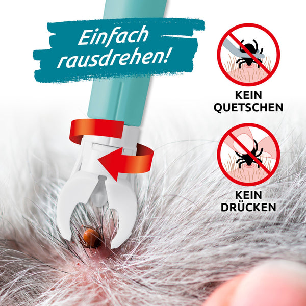 tickSAFE Zeckengreifer mit rotierendem Greiferkopf zur Anwendung am Tier - Die bessere Alternative zur Zeckenzange - kein Quetschen, Ziehen oder Drücken - einfach schonend rausdrehen