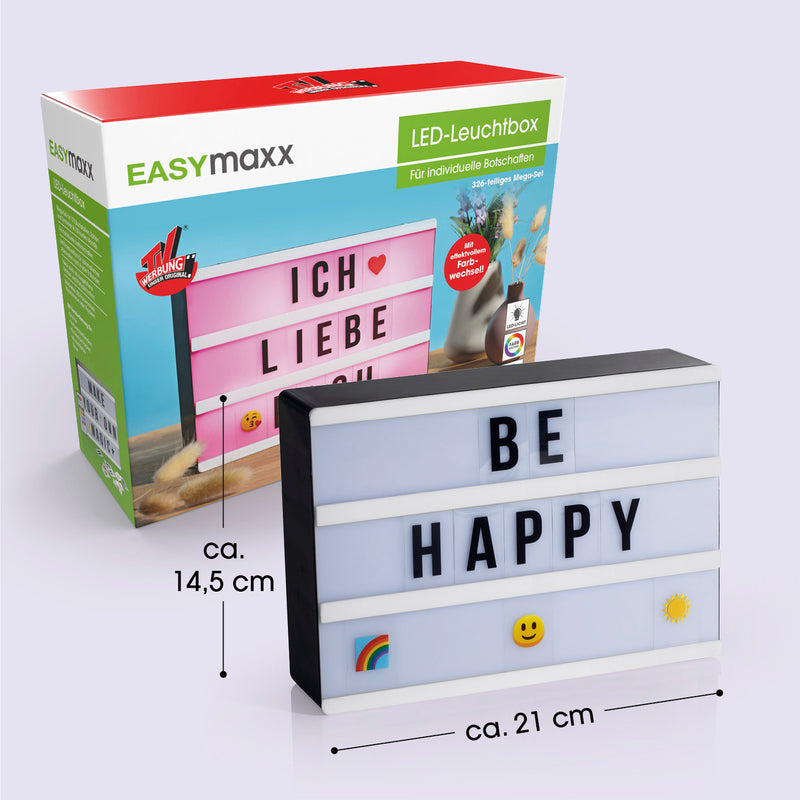 EASYmaxx LED-Leuchtkasten A5 - 173 Buchstaben & 150 Emojis