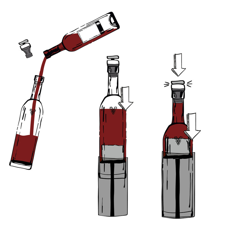 Winemaster Aromaschutz-Flasche 750 ml braun 3er-Set mit verschiebbarem Boden und Edelstahlverschluss gegen Sauerstoff im Wein.