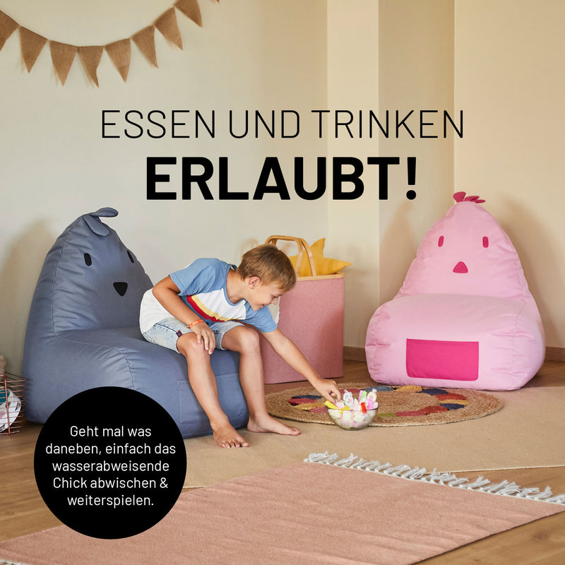 LUMALAND Kindersitzsack Animal Line Chick - Stahlgrau