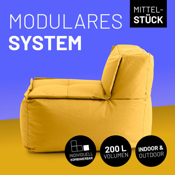 LUMALAND Sitzsack-Sofa Mittelstück - Kombinierbar mit Modularem System - 200 L - Senfgelb