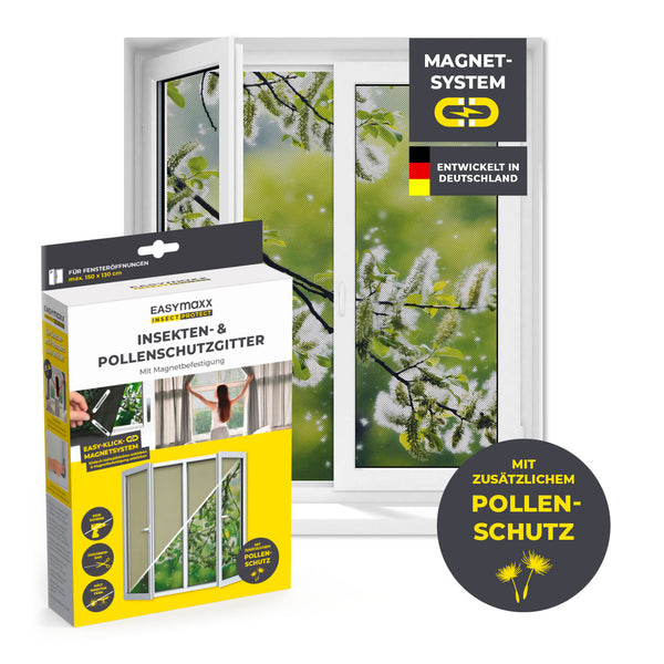 EASYmaxx Insect Protect Insekten- & Pollenschutzgitter  mit Magnetbefestigung für Fenster bis zu 130 x 150 cm