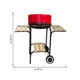 LANDMANN Holzkohle-Grillwagen - 87 cm - schwarz/rot