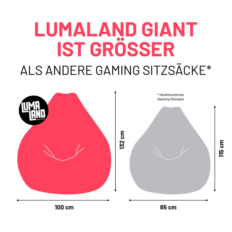 LUMALAND GIANT Cord Sitzsack mit stabiler Lehne - Grau