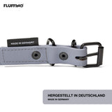 FLUFFINO® Hundehalsband aus BioThane - 5-fach verstellbar, Größe L, graues, reißfestes und wasserabweisendes Hundehalsband Made in Germany.