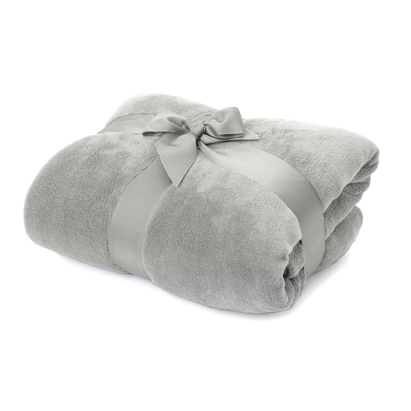 LUMALAND Kuscheldecke 220x240 cm Hellgrau, weiches Coral-Fleece, vielseitig als Sofadecke, Tagesdecke oder Dekoration nutzbar.