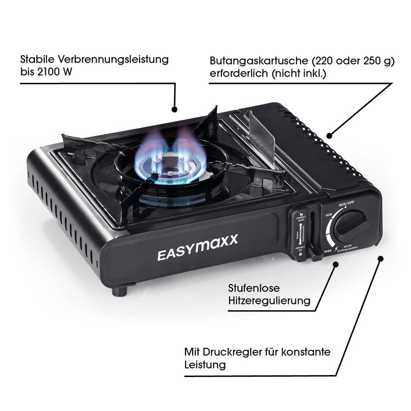 EASYmaxx Gaskocher tragbar 2500W - Schwarz