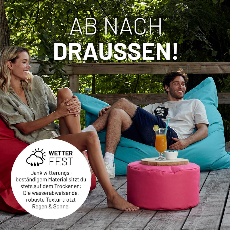 LUMALAND Sitzsack Pouf (50 L) Pastell Pink, wetterfest, multifunktional als Sitzhocker & Fußschemel für In- und Outdoor.