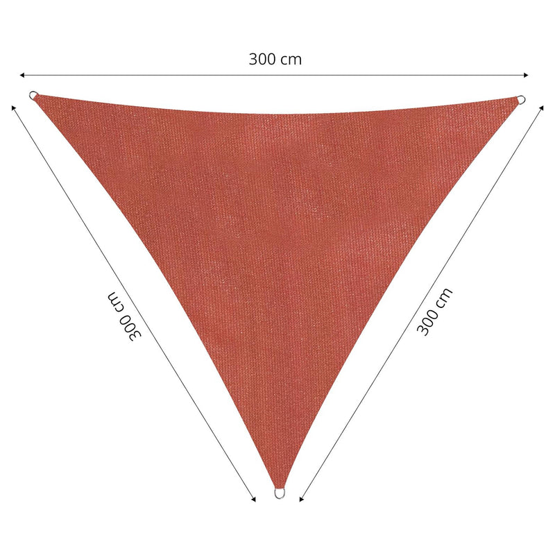 LUMALAND Sonnensegel 100% HDPE - Dreieck 3 x 3 Meter - Terracotta