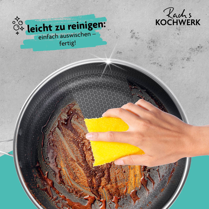 Rachs KOCHWERK Edelstahlpfanne mit Wabenstruktur Ø24cm, antihaft, alle Herdarten