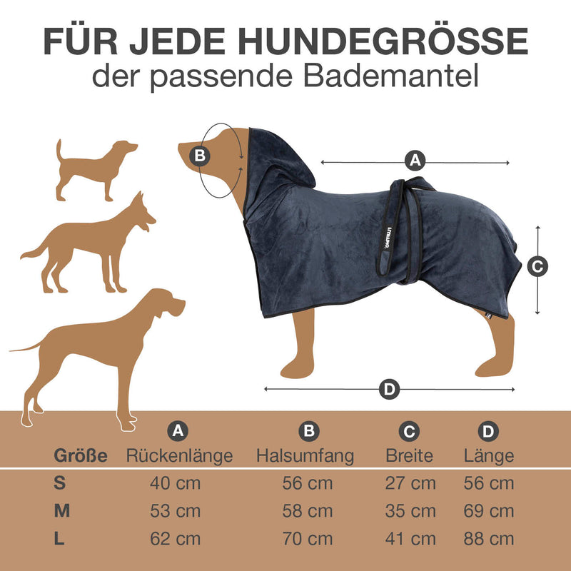 FLUFFINO Hundebademantel - Größe S - beige/blau