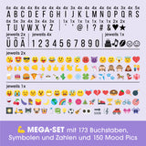 EASYmaxx LED-Leuchtkasten A5 - 173 Buchstaben & 150 Emojis