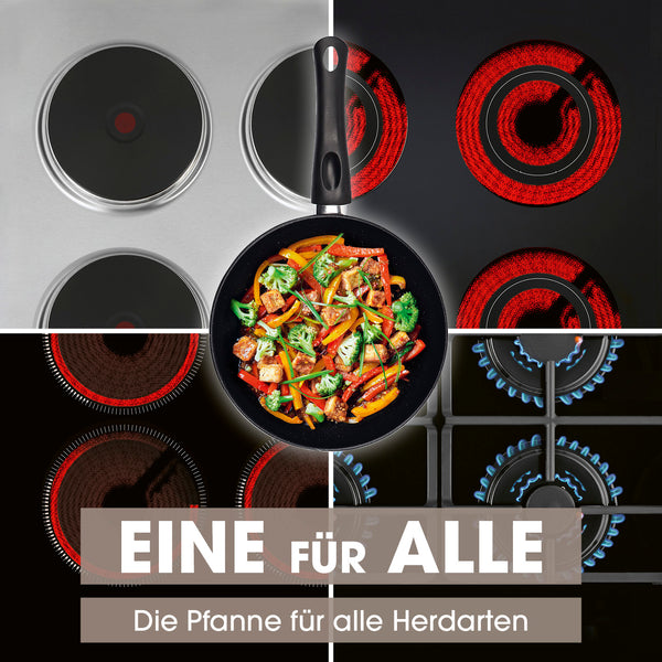 BRATmaxx Karbonstahl-Pfanne Ø 20 cm mit 2-fach-Antihaft, geeignet für alle Herdarten, modernes Design, optimale Hitzeverteilung.