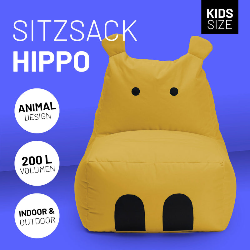 LUMALAND Animal Line Kindersitzsack Hippo - Senfgelb