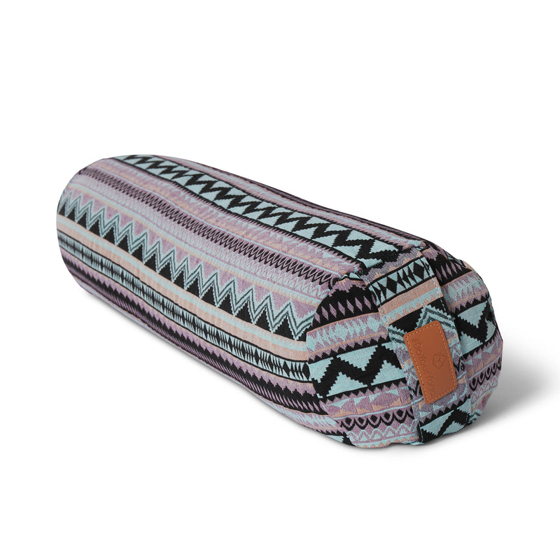 #DoYourYoga Yoga-Bolster Tarik mit Bio-Dinkelspelz, 68x22x22 cm, im ansprechenden indischen Design-Muster für Meditation und Yoga.