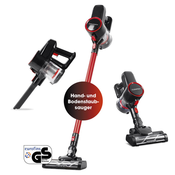 CLEANmaxx Akku-Zyklon-Staubsauger 22,2V kupferrot/schwarz mit elektr. Bodendüse als Hand- und Bodenstaubsauger.