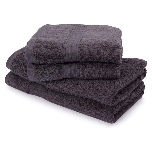 LUMALAND Premium Handtuch-Set Anthrazit mit 2 Handtüchern (50x100 cm) und 2 Duschtüchern (70x140 cm) aus 100% Baumwolle.