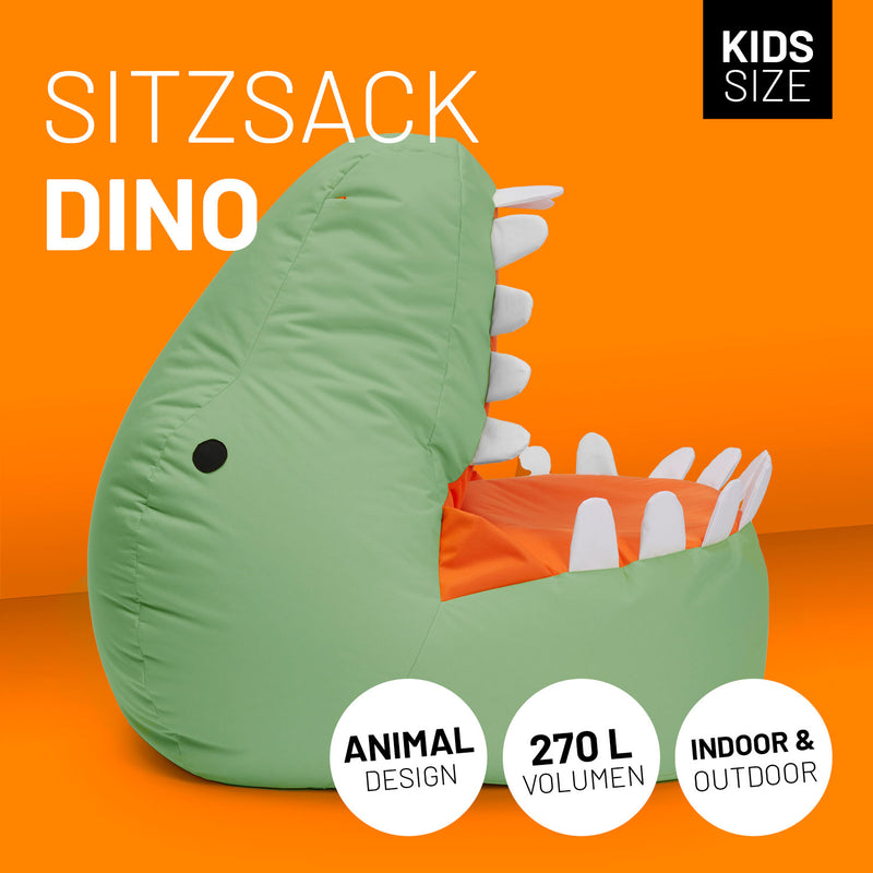 LUMALAND Animal Line Kindersitzsack Dino - Pastell Grün