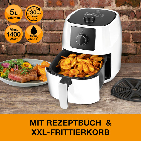 Kochwerk Heißluft-Fritteuse 5l inkl. Rezeptbuch - Weiß