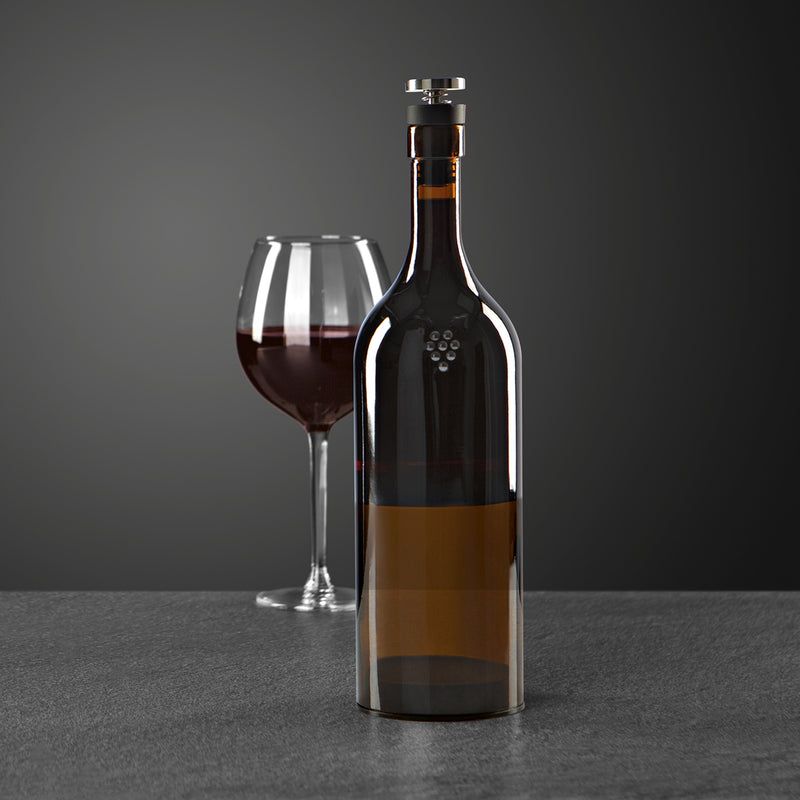 Winemaster Aromaschutz-Flasche 750 ml braun 3er-Set mit Edelstahlverschluss und verschiebbarem Boden zum Schutz vor Sauerstoff.