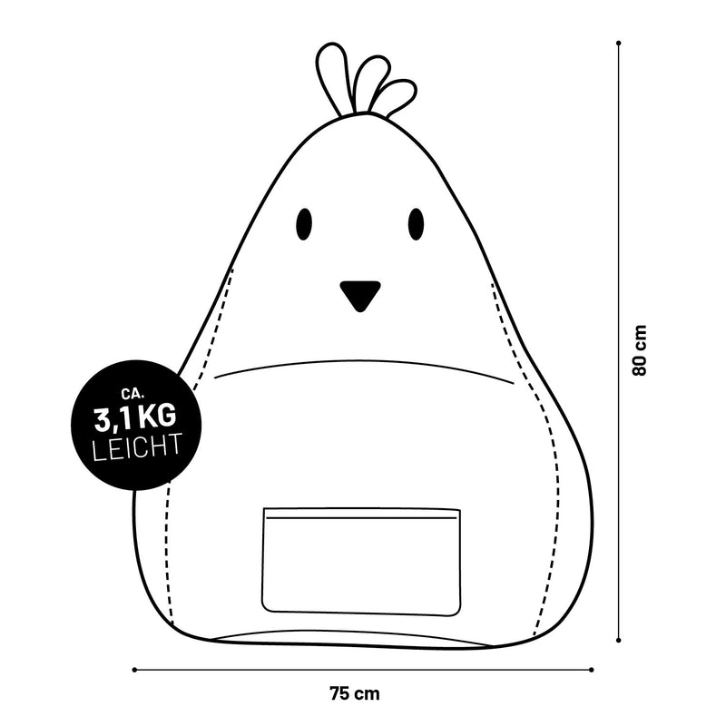 LUMALAND Kindersitzsack Animal Line Chick - Senfgelb