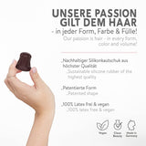 PONY PUFFIN Chocolate Schokobraun, innovatives Haarstyling-Tool für voluminösen, haltbaren Zopf, vegan, made in Germany.