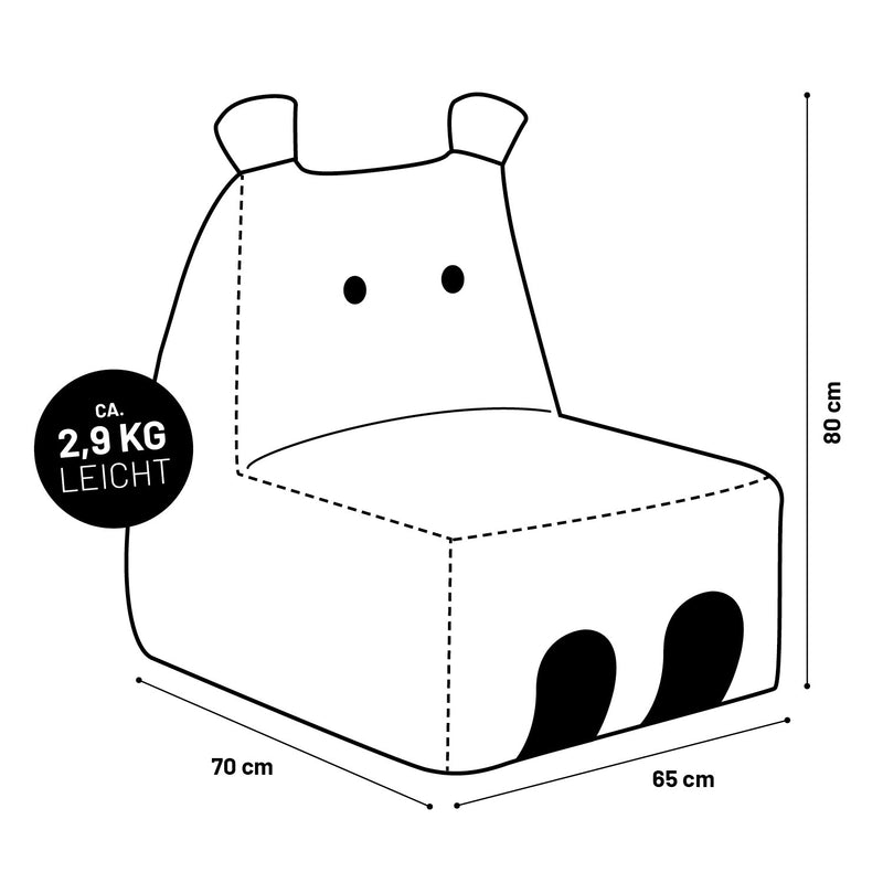 LUMALAND Animal Line Kindersitzsack Hippo - Türkis