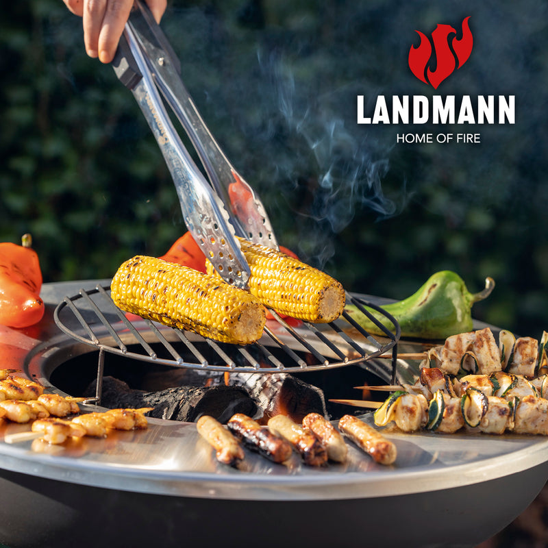 LANDMANN Holzkohlegrill mit Grillrost und Grillplatte