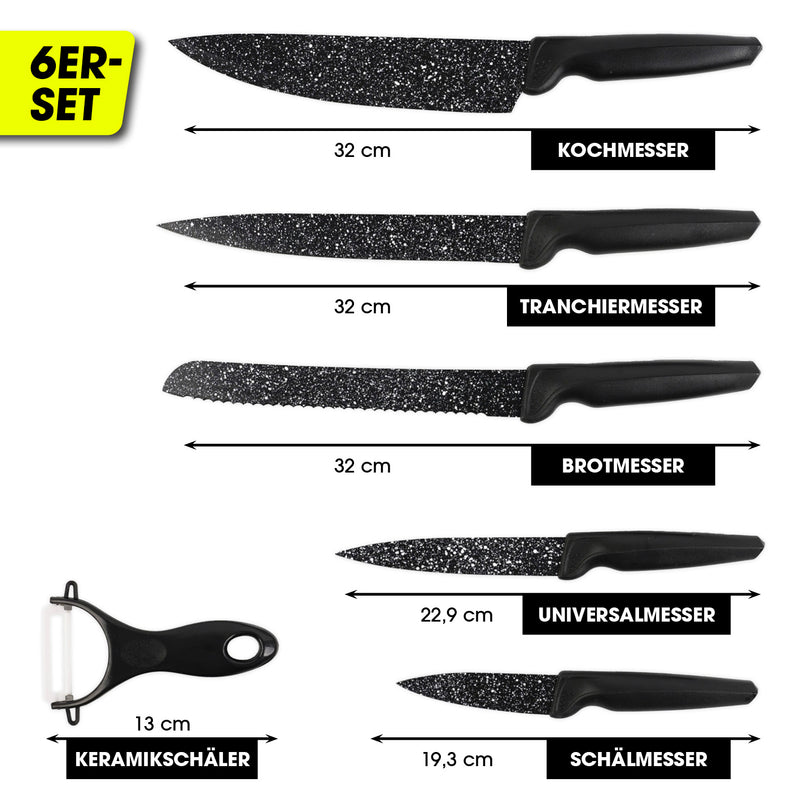 GOURMETmaxx Messerset inkl. Sparschäler - 6-tlg. - schwarz