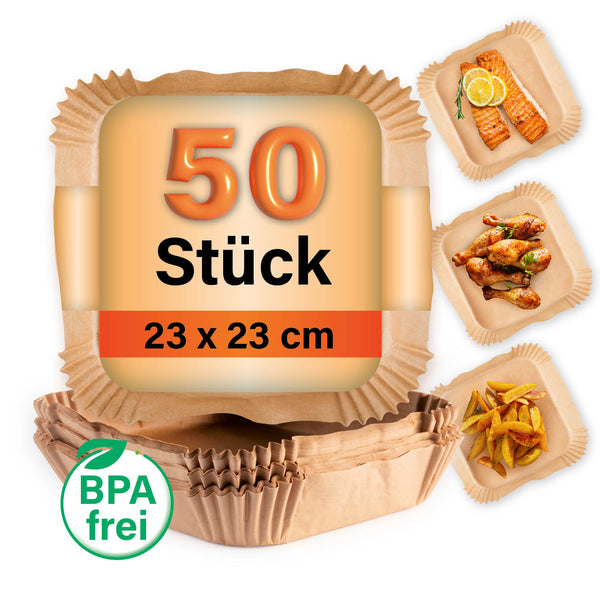 GOURMETmaxx Backpapierschalen für Heißluftfritteusen (5–8 l) - 50 Stück