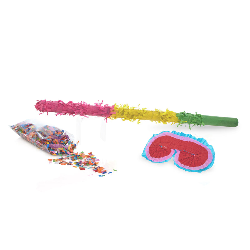 LUMALAND Pinata Set zum Befüllen inkl. Schläger & Augenbinde "Faultier" mit Konfetti und Stock zum Zerschlagen.
