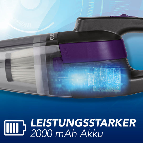 CLEANmaxx Akku-Handstaubsauger - kabel- & beutellos - mit EPA-Filter & LED-Licht
