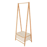 LUMALAND Kleiderständer aus Bambus 159x60x45 cm in Beige, stabil mit Ablagefach, für Jacken und Schuhe, modernes Naturdesign.