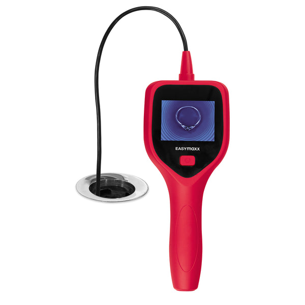 EASYmaxx Endoskopkamera 4-tlg. - rot mit LCD-Farbmonitor, flexiblem Kamerakabel und wasserdichtem Kamerakopf zur einfachen Inspektion.