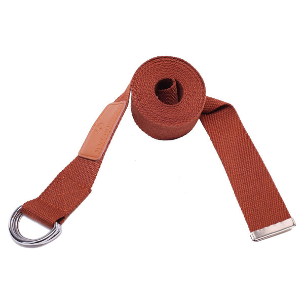 #DoYourYoga Yogagurt Amita mit stabilem Metall-Ring-Verschluss - 260 x 3,8 cm - Schoko