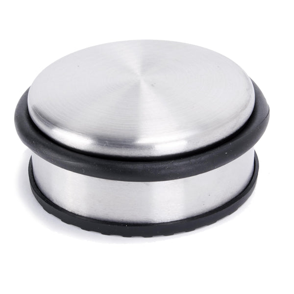 Oxid7® Edelstahl Türstopper Chrom-Design - ⌀ 10,3cm, Höhe 4,5cm mit Gummiring und rutschfester Fläche für alle Böden.
