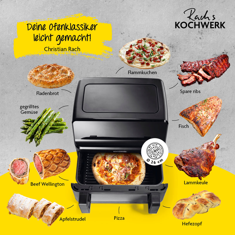 GOURMETmaxx Heißluft-Fritteuse Vario-Doppelkammer 9l