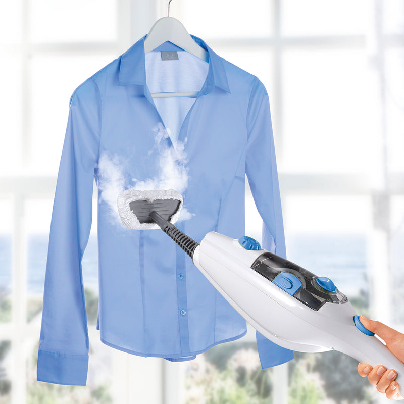 CLEANmaxx Dampfbesen mit Dampfregulierung - blau/weiß