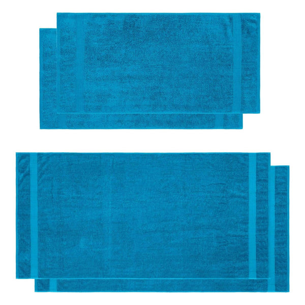 LUMALAND Premium Handtuch-Set Türkis, 2 Handtücher 50x100 cm und 2 Badetücher 70x140 cm aus 100% Baumwolle, saugstark und pflegeleicht.