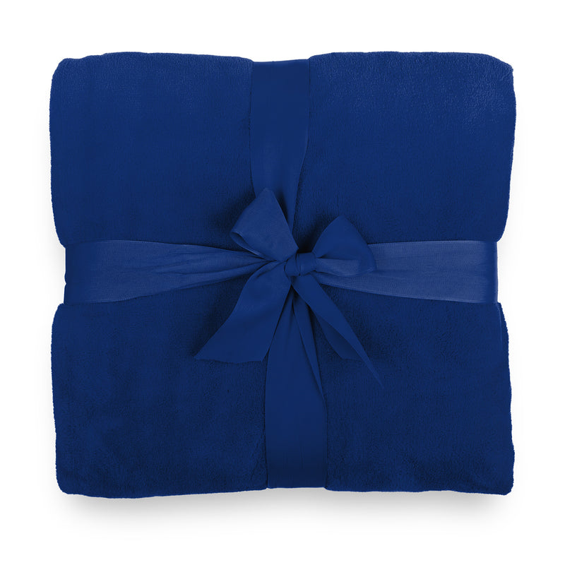 LUMALAND Kuscheldecke - 220x240cm blau, weich aus Coral-Fleece, pflegeleicht, ideal als Sofadecke oder Tagesdecke.