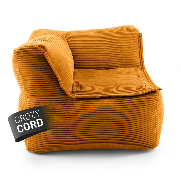 LUMALAND Modulares Eckteil links aus der Cord-Reihe, 81x81x70 cm - Bezug soft & waschbar - Senfgelb