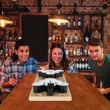 MAXXMEE Tischspiel Beer Pong mini mit Holzbrett, 24 Bechern und Seilball für kompakte Party-Geschicklichkeitsspiele.