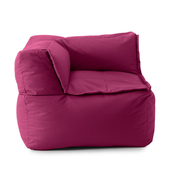 LUMALAND Sitzsack-Sofa Ecke Rotwein mit 340 L Volumen, extrastark, modulare Verbindung, pflegeleicht, versteckte Reißverschlüsse.