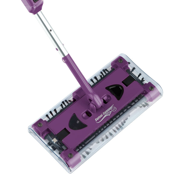 Akku-Besen Swivel Sweeper G2 mit Li-Ion Batterie in lila, kabellos, 360° Rotation, leicht entleerbarer Schmutzbehälter, rückenschonend.