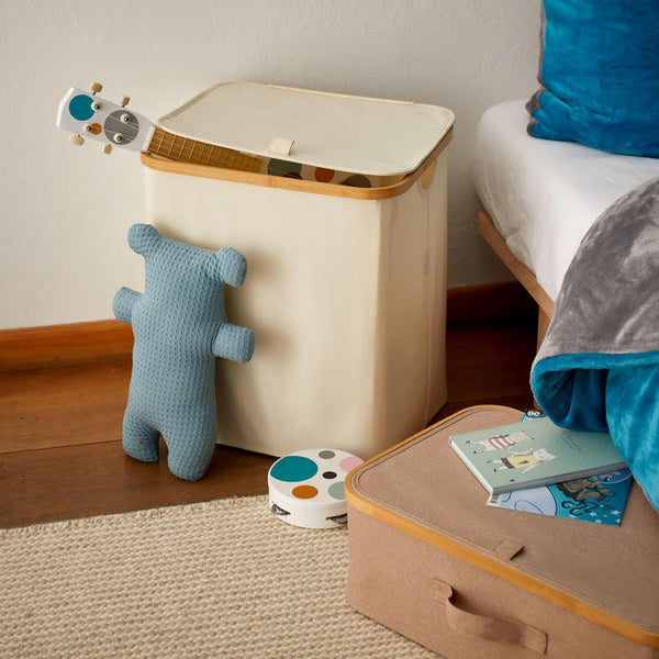 LUMALAND Aufbewahrungsbox mit Bambus-Rahmen Rechteckig hoch - 3er-Set - Taupe