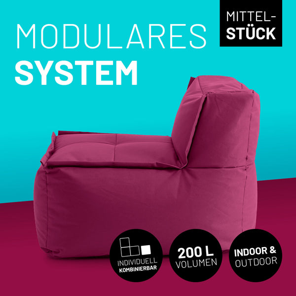 LUMALAND Sitzsack-Sofa Mittelstück rotwein mit 200 L Volumen, modular kombinierbar, für Indoor & Outdoor, robust und pflegeleicht.